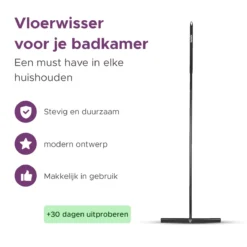 MAYMS® Vloerwisser Badkamer - Vloertrekker - Vloertrekker Met Steel - Floor Wiper - Aftrekker - RVS - Zwart - Design - Wisser - Vloerwisser Douche -Schoonmaakmiddelen 1200x1200 2423