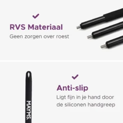 MAYMS® Vloerwisser Badkamer - Vloertrekker - Vloertrekker Met Steel - Floor Wiper - Aftrekker - RVS - Zwart - Design - Wisser - Vloerwisser Douche -Schoonmaakmiddelen 1200x1200 2424