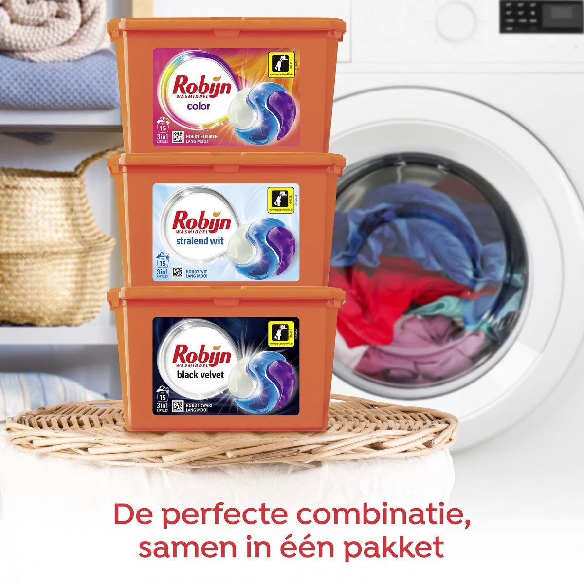 Robijn Color Black Velvet En Stralend Wit 3-in-1 Wascapsules Pakket - 3 X 15 Wasbeurten - Voordeelverpakking 7 Robijn Color Black Velvet En Stralend Wit 3-in-1 Wascapsules Pakket - 3 X 15 Wasbeurten - Voordeelverpakking - Afbeelding 7