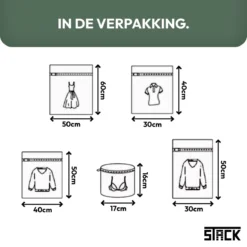 STACK Waszakken | Set Van 5 Waszakjes Met Rits - Waszak - Wasnet - Kledingzakjes - BH Was Zakjes - Laundry Bag Set Voor Ondergoed - Kleding - Delicaat Wasgoed - Wasmachine Zakjes - Wasgoed -Schoonmaakmiddelen 1200x1200 700