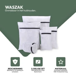 STACK Waszakken | Set Van 5 Waszakjes Met Rits - Waszak - Wasnet - Kledingzakjes - BH Was Zakjes - Laundry Bag Set Voor Ondergoed - Kleding - Delicaat Wasgoed - Wasmachine Zakjes - Wasgoed -Schoonmaakmiddelen 1200x1200 701