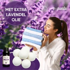 Merkloos Droger Ballen XL 6 Stuks Inclusief Lavendelolie – Zero Waste Dryer Balls - Duurzaam – Wasverzachter – Herbruikbare Drogerballen – Droogt De Was Sneller – Tiny Panda -Schoonmaakmiddelen 1200x1200 711
