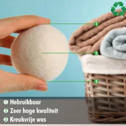 Merkloos Drogerballen Wol XL 6 Stuks - Duurzaam - Wasverzachter - Drogerbollen - Wasdrogerballen - Wasbollen -Schoonmaakmiddelen 1200x1200 730