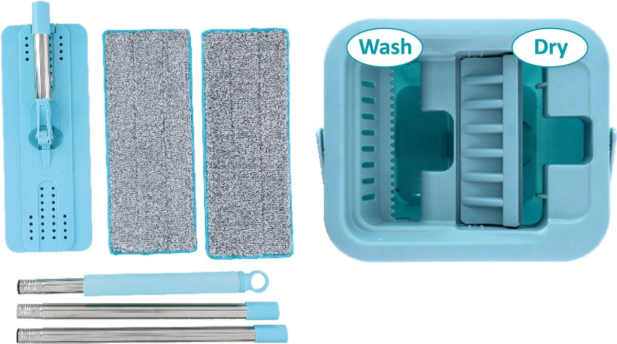 Alpina Platte Mop Met Emmer - Incl. 2 Microvezeldoeken - Voor Harde Vloeren - 360° Draaibaar 12 Alpina Platte Mop Met Emmer - Incl. 2 Microvezeldoeken - Voor Harde Vloeren - 360° Draaibaar - Afbeelding 12