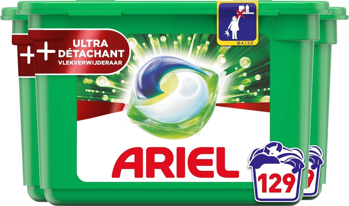 Ariel All In 1 Wasmiddel Pods + Ultra Vlekverwijderaar - 3x43 Wasbeurten - Voordeelverpakking 1 Ariel All In 1 Wasmiddel Pods + Ultra Vlekverwijderaar - 3x43 Wasbeurten - Voordeelverpakking