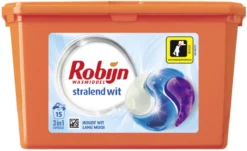 Robijn Wascapsules - 3-in-1 - Stralend Wit - 15 Stuks 15 Robijn Wascapsules - 3-in-1 - Stralend Wit - 15 Stuks -Schoonmaakmiddelen 1200x736 1