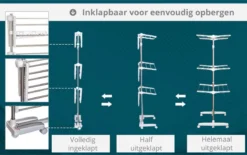 Droogrek - Wasrek - Wasdroogrek - Droogtoren - Waslijn Uittrekbaar - Verrijdbaar - Inklapbaar - 4 Niveaus - H172 Cm -Schoonmaakmiddelen 1200x752 2