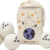 Miki's Goods® XL Wollen Drogerballen 6 Stuks - Panda Wasballen - Duurzaam - Wasbol - 100% Nieuw-Zeelandse Schapenwol - Wasbollen - Herbruikbaar- Droogballen - Snellere Droogtijd - Zuigt Dierenharen Op