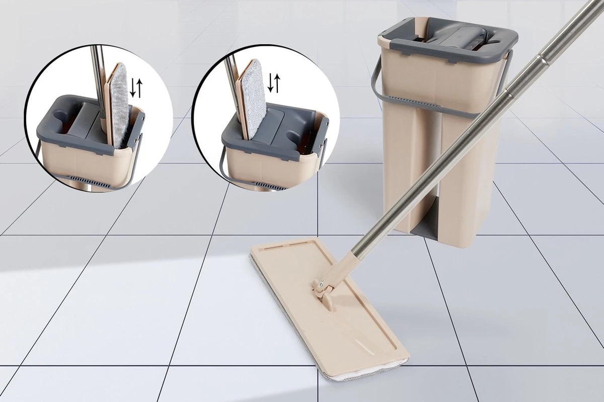 UMUZI CLEANING Dweil - Draaibare Kop - Mop Met Zelfreinigend Mechanisme - 128 Cm Lang - Afmeting Mop: 20 X 37 X 17 Cm 5 UMUZI CLEANING Dweil - Draaibare Kop - Mop Met Zelfreinigend Mechanisme - 128 Cm Lang - Afmeting Mop: 20 X 37 X 17 Cm - Afbeelding 5