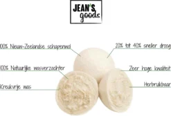Jean's Goods Drogerballen - Droogballen - Wasdrogerballen - Wasdroger Ballen - Wasbol - Wasbollen - Wasballen - Energiebesparende Producten - Energiebesparend - Duurzaam Cadeau - RWS Wol - Zero Waste - Wasverzachter - Beige - 6 Stuks -Schoonmaakmiddelen 1200x818