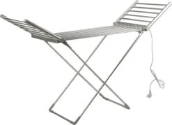 Alora Elektrisch Verwarmd Droogrek - Zilver - 20 Stangen - Wasrek - Inklapbaar - Energiezuinig - Verwarming - Verwarmbaar - Kindvriendelijk - Wasknijper Proof