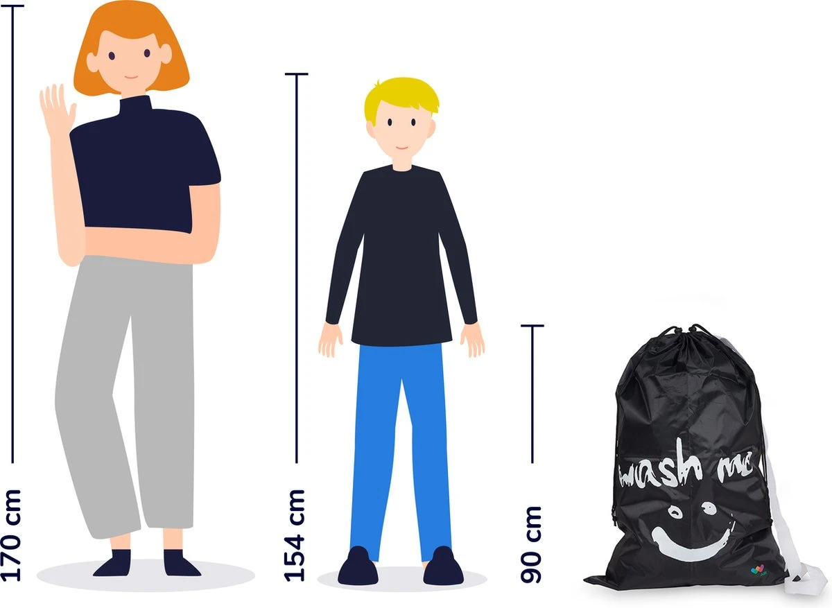 Wonair - Waszak Groot - 60x90cm - Zwart - Met Trekkoord En Draagband 5 Wonair - Waszak Groot - 60x90cm - Zwart - Met Trekkoord En Draagband - Afbeelding 5