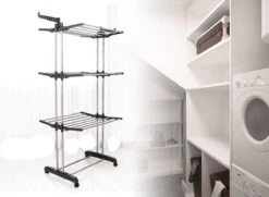 Herzberg HG-5015- Droogrek Multifunctioneel - Opvouwbaar - RVS - Wit - 88-145 Cm X 66 Cm X 156 Cm -Schoonmaakmiddelen 1200x880 2