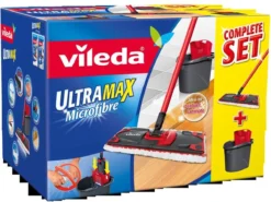 Vileda UltraMax Power 2in1 - Complete Set - Vlakke Microvezelmop + Emmer Met Pers -Schoonmaakmiddelen 1200x897