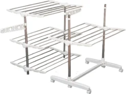 Droogrek - Wasrek - Wasdroogrek - Droogtoren - Waslijn Uittrekbaar - Verrijdbaar - Inklapbaar - 4 Niveaus - H172 Cm -Schoonmaakmiddelen 1200x898 13