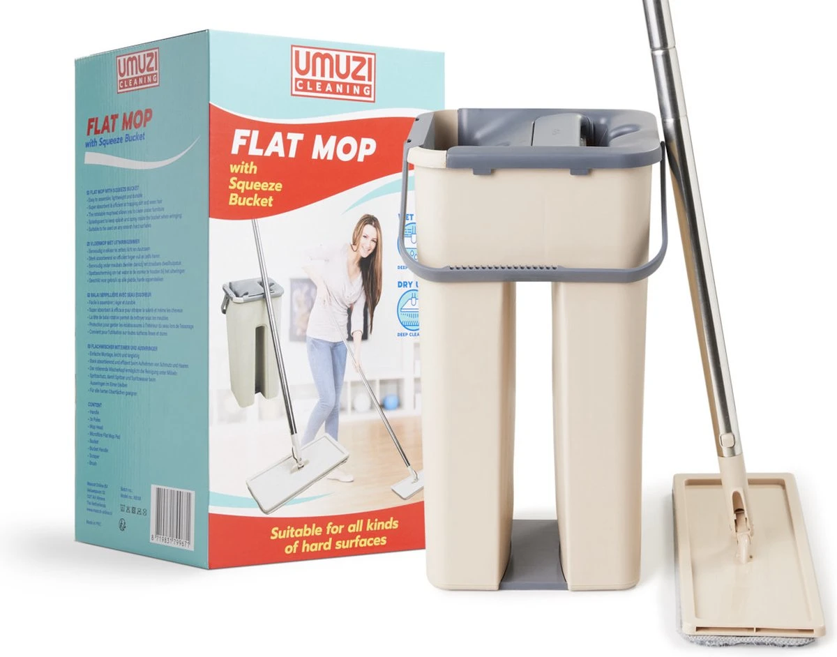 UMUZI CLEANING Dweil - Draaibare Kop - Mop Met Zelfreinigend Mechanisme - 128 Cm Lang - Afmeting Mop: 20 X 37 X 17 Cm 1 UMUZI CLEANING Dweil - Draaibare Kop - Mop Met Zelfreinigend Mechanisme - 128 Cm Lang - Afmeting Mop: 20 X 37 X 17 Cm