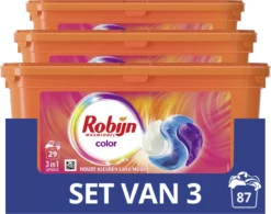 Robijn Color 3 In 1 Wascapsules - 3 X 29 Wasbeurten - Halfjaarbox -Schoonmaakmiddelen 1200x948