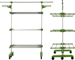 Herzberg HG-5015- Droogrek Multifunctioneel - Opvouwbaar - RVS - Wit - 88-145 Cm X 66 Cm X 156 Cm -Schoonmaakmiddelen 1200x970 2