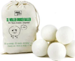 Jean's Goods Drogerballen - Droogballen - Wasdrogerballen - Wasdroger Ballen - Wasbol - Wasbollen - Wasballen - Energiebesparende Producten - Energiebesparend - Duurzaam Cadeau - RWS Wol - Zero Waste - Wasverzachter - Beige - 6 Stuks