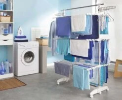 Herzberg HG-5015- Droogrek Multifunctioneel - Opvouwbaar - RVS - Wit - 88-145 Cm X 66 Cm X 156 Cm -Schoonmaakmiddelen 1200x988 1