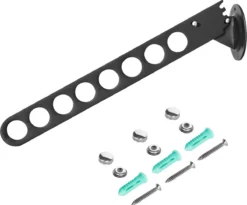 Wandhaak Met 8 Gaten Zwart - Wanddroogrek - Kleding Organizer - Wasrek Inklapbaar - Kast Organizer - Inklapbare Kledinghanger