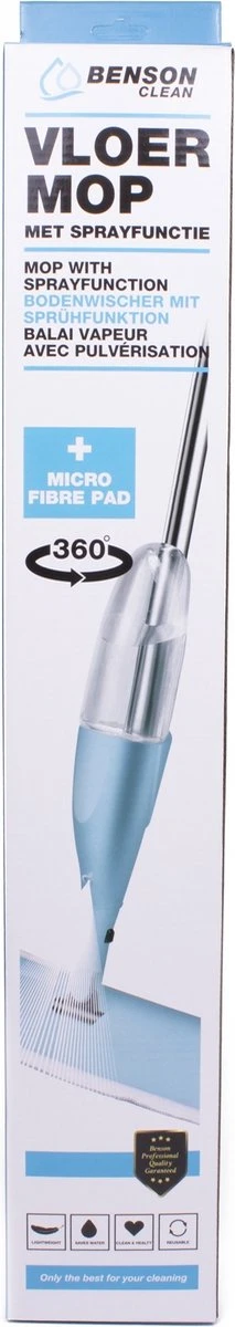 2Clean Vloermop Met Spray - Microvezel Doek - Blauw/Wit 8 2Clean Vloermop Met Spray - Microvezel Doek - Blauw/Wit - Afbeelding 8