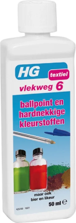 HG Vlekweg 6 - 50ml- Voor O.a. Vlekken Van Ballpoint & Hardnekkige Kleurstoffen -Schoonmaakmiddelen 411x1200