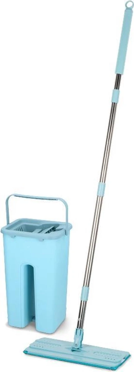 Alpina Platte Mop Met Emmer - Incl. 2 Microvezeldoeken - Voor Harde Vloeren - 360° Draaibaar 1 Alpina Platte Mop Met Emmer - Incl. 2 Microvezeldoeken - Voor Harde Vloeren - 360° Draaibaar