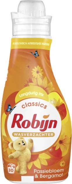 Robijn Classics Passiebloem & Bergamot Wasverzachter - 8 X 30 Wasbeurten - Voordeelverpakking -Schoonmaakmiddelen 469x1200 1
