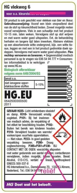 HG Vlekweg 6 - 50ml- Voor O.a. Vlekken Van Ballpoint & Hardnekkige Kleurstoffen -Schoonmaakmiddelen 478x1200 3