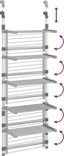 VidaXL Droogrek 5-laags Hangend Aluminium -Schoonmaakmiddelen 494x1200 11