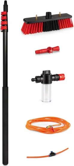 Merkloos Telescoopsteel Ramenwassen 4,6M - Met Borstel & Waterdoorvoer - Voor Ramen - Watertoevoer - Borstel -Schoonmaakmiddelen 535x1200