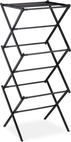 Relaxdays Wasrek Inklapbaar - Droogrek Staand - Wasdroogrek Verstelbaar - Ruimtebesparend - Zwart -Schoonmaakmiddelen 602x1200 1