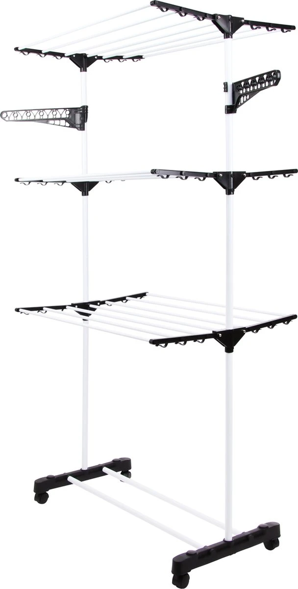 Niceey Droogtoren - 45m Drooglengte - Op Wieltjes - Wasrek - Droogrek Inklapbaar - Voor Alle Soorten Ruimtes - Verstelbaar - Wit 5 Niceey Droogtoren - 45m Drooglengte - Op Wieltjes - Wasrek - Droogrek Inklapbaar - Voor Alle Soorten Ruimtes - Verstelbaar - Wit - Afbeelding 5