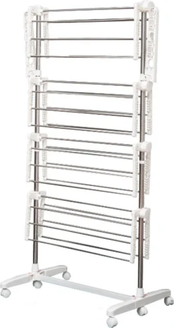 Droogrek - Wasrek - Wasdroogrek - Droogtoren - Waslijn Uittrekbaar - Verrijdbaar - Inklapbaar - 4 Niveaus - H172 Cm -Schoonmaakmiddelen 639x1200 4