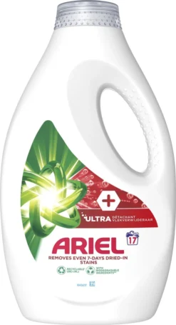 Ariel Vloeibaar Wasmiddel + Ultra Vlekverwijderaar - 4 X 17 Wasbeurten - Voordeelverpakking -Schoonmaakmiddelen 651x1200 1