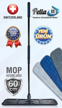 Pella - Vloerwisser - Mopset - 60cm - Incl. 3 Microvezel Doeken - Kwalitatief Zéér Hoogwaardig - Gemaakt Van Duurzaam Materiaal -Schoonmaakmiddelen 685x1200