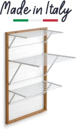 Arredamenti Italia 616 Karim Ciliegio - Houten Handdoekrek - Inklapbaar Wanddroogrek - 16m Drooglengte