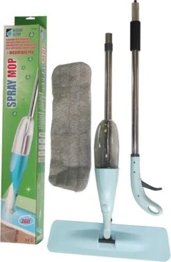 Vloermop Microvezel Met Sprayfunctie - Benson Spray Mop Vloerwisser Lichtblauw/zilver