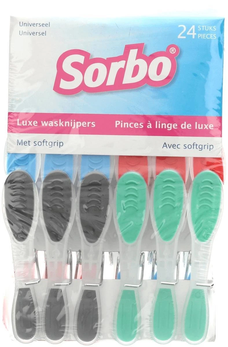 Sorbo Wasknijpers - 24 Stuks - Softgrip 1 Sorbo Wasknijpers - 24 Stuks - Softgrip