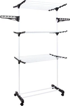 Niceey Droogtoren - 45m Drooglengte - Op Wieltjes - Wasrek - Droogrek Inklapbaar - Voor Alle Soorten Ruimtes - Verstelbaar - Wit