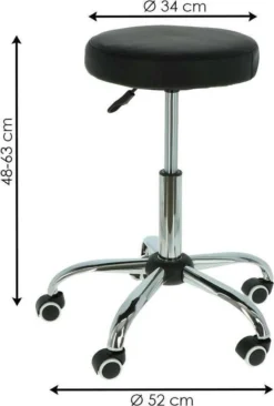 Alora Tabouret Op Wielen - Zadelkruk - Zwart - Kruk – Kapperskruk - Draaikruk - Werkkruk - Verstelbaar -Schoonmaakmiddelen 809x1200 2
