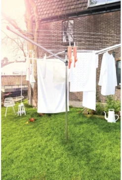 Brabantia Lift-O-Matic Droogmolen Met Grondanker En Beschermhoes - 60 M - Metallic Grey -Schoonmaakmiddelen 816x1200