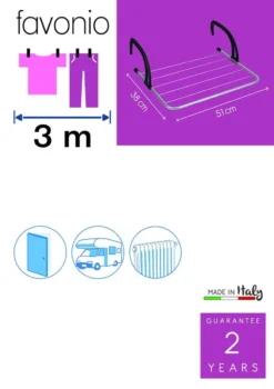 Metaltex Favonio Radiator/Balkon Droogrek - 3 M - Grijs -Schoonmaakmiddelen 847x1200 1