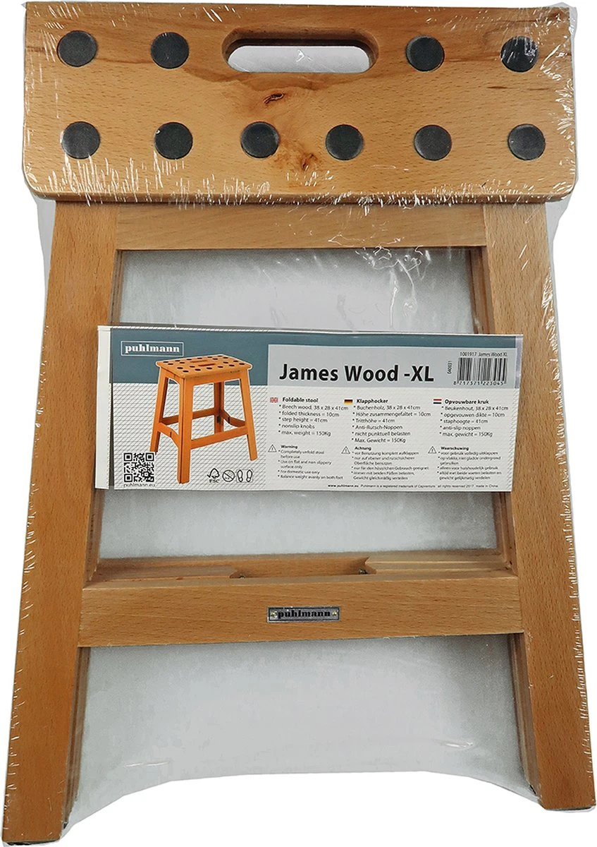 PUHLMANN - Inklapbare Kruk, JAMES, Hout, 41 Cm Hoog, Max 150 Kilo 5 PUHLMANN - Inklapbare Kruk, JAMES, Hout, 41 Cm Hoog, Max 150 Kilo - Afbeelding 5