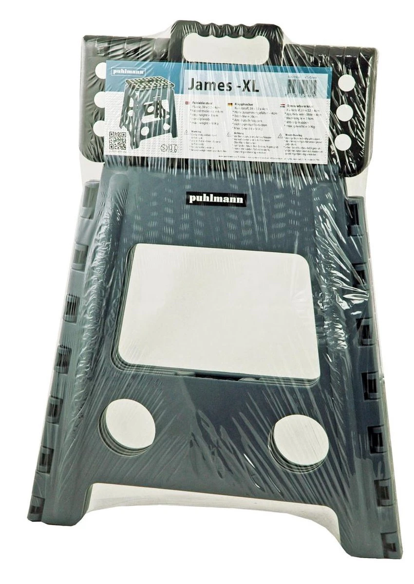 PUHLMANN - Inklapbare Kruk, JAMES, Plastic, Grijs, 40 Cm Hoog, Max 90 Kilo 5 PUHLMANN - Inklapbare Kruk, JAMES, Plastic, Grijs, 40 Cm Hoog, Max 90 Kilo - Afbeelding 5