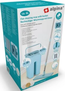 Alpina Platte Mop Met Emmer - Incl. 2 Microvezeldoeken - Voor Harde Vloeren - 360° Draaibaar 39 Alpina Platte Mop Met Emmer - Incl. 2 Microvezeldoeken - Voor Harde Vloeren - 360° Draaibaar -Schoonmaakmiddelen 857x1200