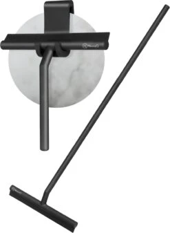 NovaQ® Vloerwisser Met Steel - Vloertrekker Met Steel - Douchewisser Zwart - Raamwisser Douche - Badkamer Trekker - Vloerwisser Zwart 2 In 1 Set Inclusief Ophanghaken