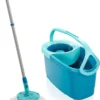 BERKATMARKT - Leifheit Set Clean Twist Disc Mop Ergo Wastafels, Emmer En Dweil, Eenvoudig Te Bedienen, Microvezel Mop En Telescoopsteel