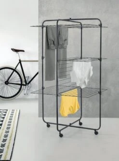 Tomado Metaltex - Droogtoren Dijon 33 - 3 Etages - Onyx Mat Zwart -Schoonmaakmiddelen 891x1200 2